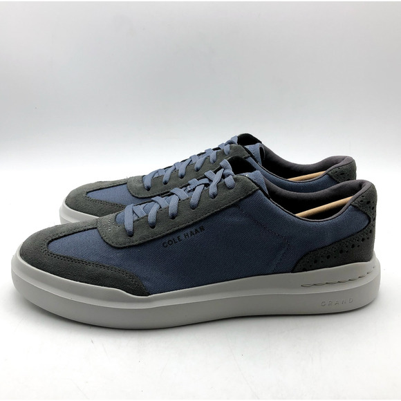 COLE HAAN Mens GrandPrø Rally Sneakers 9.5M Blue Grey Canvas T-Toe NIB - Picture 8 of 11
